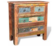 vidaXL Armadietto in Legno di Recupero con 4 Cassetti Credenza Toletta Madia