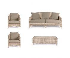 Estosa - set salotto da giardino Kalef 1 tavolino 105x60xh29 2 poltrone 75x82x83 1 divano 175x82x83 in polyrattan cuscini inclusi adatto per ambienti esterni