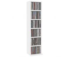 GOTOTOP Armadio Porta CD 21 x 20 x 88 cm Scaffale Porta DVD Archiviazione con 6 Scomparti Aperti Mobile Per Archiviazione Armadio in Truciolato -Bianco lucido
