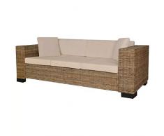 vidaXL Divano Set 8 pz in Rattan Naturale Sofa Sdraio con Cuscini Casa Salotto