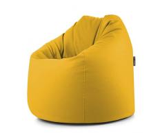 EXTROITALY Sacco Pouf TERA Giallo Ecopelle Poltrona Morbida 78x78 H.93 Lampo sul Fondo RIEMPITA in POLISTIROLO