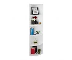 Relaxdays Scaffale ad Angolo, 5 Ripiani, Libri, DVD, Decorazioni, Salotto, Cucina, Corridoio HxLxP 180x57x40 cm, Bianco