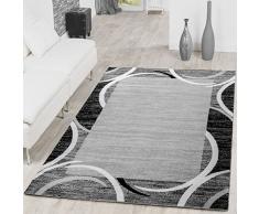 Paco Home Tappeto per Salotto Tappeto di Design Bordo mélange Grigio Nero Crema, Dimensione:160x220 cm