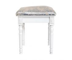 Rebecca Srl Sedia Sgabello Imbottito Decorato Legno Bianco Argento Barocco Camera Bagno (Cod. 0-1664)