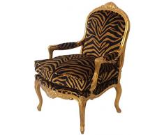 Casa Padrino poltrona barocco di lusso oro/nero/oro 69 x 77 x A. 108 cm - Poltrona da soggiorno in mogano nobile con elegante motivo a tigre - Mobili Barocchi