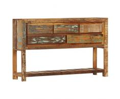 Tidyard Credenza Vintage Rustica Legno Massello di Recupero con Cassett e Ripiano,Tavolo Consolle Vintage in Legno Massello con Cassetti,Credenza con Cassetti,Credenza Antica 120x30x75 cm