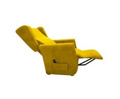 Baldiflex Poltrona Relax Alzapersona Elettrica e Reclinabile con Telecomando Multi Funzione in Tessuto Modello Flora, Senape