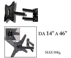 STAFFA PORTA TV MONITOR DA 14 A 46 SUPPORTO PARETE BRACCIO 360° FINO 50KG