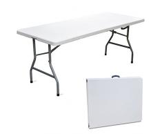 CILVANI SRL Tavolo TAVOLINO Tavolo Pieghevole Rettangolare a Valigetta in HDPE Pieghevole Giardino Fiera Mercato PIC NIC Campeggio in Dura Resina 180X75X74