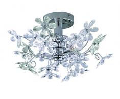 Reality Leuchten R20012017 - Applique da parete/plafoniera con motivo floreale multicolore e trasparente, 2 lampadine E14 da max. 40 W non incluse, diametro: 38 cm, finitura cromata