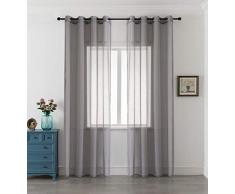 GIRASOLE Coppia Tende Voile Trasparenti Effetto Lino Tenda per Soggiorno Camera Cameretta Balcone Finestra e Interni 2 Pannelli con Occhielli (Grigio, 140x290cm)