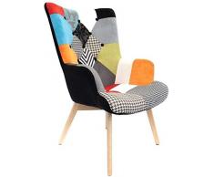 THE HOME DECO FACTORY HD3610 - Poltrona Helsinki in legno/metallo/tessuto, 91 x 69 x 80 cm, colore: Nero