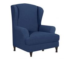 SINKITA Impermeabile Coprisedili Wingback,Addensare Fodera per Sedia A Orecchioni Divano Protector Mobili Sedia Poltrona Caratteristica Morbida Universale-Marina Militare-2 Lenzuolo