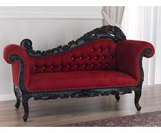 Simone Guarracino Luxury Design Dormeuse Alejandra Stile Barocco Dark Divano 2 posti Chaise Longue Nero Laccato Lucido Velluto Bordeaux Bottoni Crystal SW