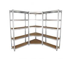 Monster Shop 2 Scaffali Galwix 90cm in Acciaio Senza Bulloni & 1 Scaffale ad Angolo Galwix 180cm x 30cm x 90cm