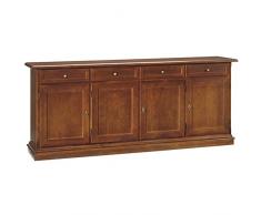 ZeroDueZero Credenza, Stile Classico, in Legno Massello E MDF con Rifinitura in Noce Lucido - Mis. 205 X 42 X 85