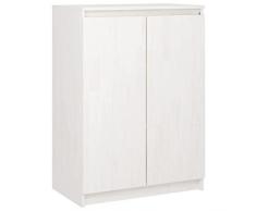 vidaXL Credenza Bianca 60x36x84 cm in Legno Massello di Pino
