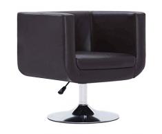 vidaXL Poltrona Girevole Relax Moderna Elegante Poltroncina Cabriolet a Cubo Marrone in Similpelle Telaio in Acciaio Cromato