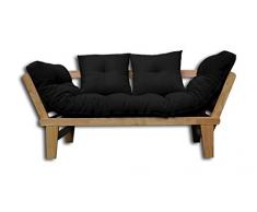 Divano-Letto Sésamo, Naturale, Nero Futon, 200x82x32 cm.