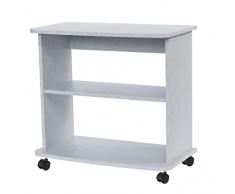Relax e Design Mobile Carrello Bianco Cemento Porta TV, Stampante, Hi-Fi, ed Altro, H.71 L.75 P.40