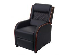 Mendler Poltrona relax TV regolabile HWC-J27 ecopelle nero arancione