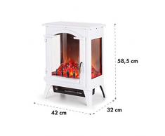 Klarstein Graz - Camino Elettrico, 1000/2000 Watt, Effetto Fiamma Realistica, Riscalda fino a 30 m², PanoramaView, Termostato Regolabile, Bianco
