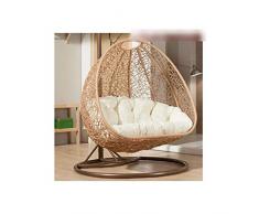 BLSTY Doppio Hanging Egg Chair Poltrona Pensile Cuscino de Sedile, Traspirabile Amaca Cuscino Sedia per Cesto Appeso Cuscini Schiena Cuscino Lombare Senza staffa-C-140x105cm(55x41pollice)