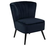 Marque Amazon Movian - Poltroncina in tessuto, base in legno a 4 gambe, 66,5 x 71 x 80 cm, blu notte