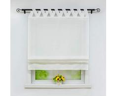 Joyswahl - Tenda a rullo semitrasparente, “Mila”, tinta unita, con passanti, per finestre, 1 pezzo, Poliestere, bianco, BxH 60x140cm