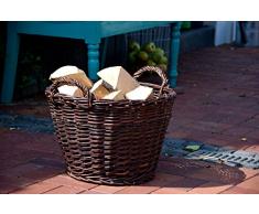 dobar scura Legna da ardere cesto in vimini con due pratiche maniglie, Marrone Scuro, 55 x 55 x 37 cm
