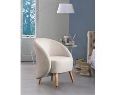 Talamo Italia Design Capri, Poltrona Relax Moderna, Made in Italy, in Tessuto Imbottito, Colore Beige, Cm: 70x60h80