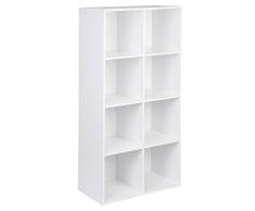 WOLTU Libreria Scaffale con 8 Scomparti a Cubi Portaoggetti, Mobile da Soggiorno Porta Libri, Libreria in Legno da Ufficio 60x29,5x121cm, Bianco, SK002ws4