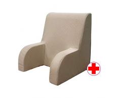 Poltrona comodone PLUS DISPOSITIVO MEDICO, schienale ortopedico o poltrona sanitaria con tessuto sfoderabile e lavabile. Poltrona da letto per anziani o allattamento, poggia schiena letto Grande