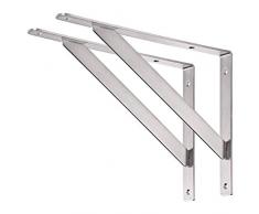 Staffe per Mensole Pesanti 35cm,YUMORE Supporto per Mensole a Parete in Acciaio Inox Staffe Reggimensola Triangolare 350 x 250 mm Supporti a L per Scaffali a Muro, Carico Massimo 200kg, 2 Pezzi