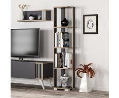 [en.casa] Scaffale Espositivo (AxLxP) 153 x 34 x 26 cm Mobile a Torre con 4 Ripiani - Libreria con Scomparti Aperti - Antracite/Effetto Legno