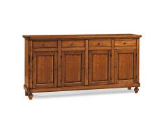 InHouse srls Credenza, Arte povera, in Legno massello e MDF con rifinitura in Noce Lucido - Mis. 196x43x96
