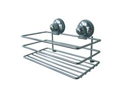 MSV 140477-Scaffale da bagno Super ventose, in ferro/plastica/acciaio cromato, dimensioni: 20 x 12 x 12 cm