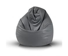 Bepouf Poltrona Sacco Puf Pouf Dimensioni 110x70 Ecopelle Pieno (Grigio, Media)