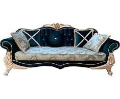 Casa Padrino Divano Barocco di Lusso Turchese/Verde/Crema - Magnifico Divano da Soggiorno con Motivo Floreale Elegante e Strass - Mobili da Soggiorno in Stile Barocco