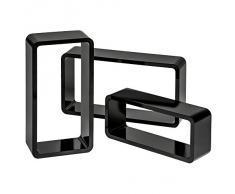 TecTake Set di mensole muro mensola libreria libri cubo pensile scaffale CD - disponibile in diversi colori - (Nero | No. 401587)