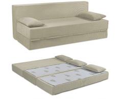 Baldiflex Divano Letto 3 Posti Modello TreTris Rivestimento Sfoderabile e Lavabile, Colore Sabbia