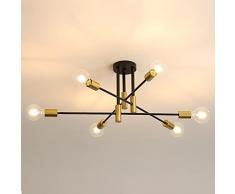 Lampade da soffitto industriali, retrò lampadari a soffitto E27, plafoniere ad angolo regolabile di 180° per lampada da soggiorno camera da letto (Diametro 72cm)
