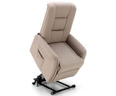 SEADA Poltrona Relax Motorizzata Alzapersona Elettrica 1 Motore Con Portata 130kg Per Soggiorno Con Agevolazione IVA ridotta 4% Reclinabile Trieste, 78 x 82 x H 105 cm (Similpelle Tortora)
