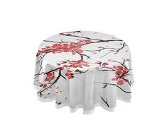 CPYang, tovaglia Rotonda in Poliestere con Fiori di ciliegio, tovaglia Rotonda per Tavolo da Pranzo, Cucina, Matrimoni, ristoranti, Feste, Buffet, Picnic