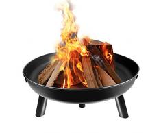 Froadp Ø80cm Braciere per Esterno con Vasca Rotonda per Caminetto Patio Terrace Giardino Barbecue (Tipo F)