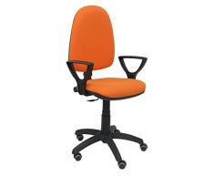 PIQUERAS Y CRESPO Modello 04CP Sedia da ufficio ergonomica con meccanismo di contatto permanente, regolabile in altezza e ruote parquet Sedile e schienale imbottiti in tessuto BALI colore arancione (BRACCIOLI FISSI INCLUSI)