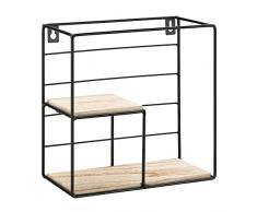Navaris Mensola da Muro Design - Scaffale Quadrato da Appendere - Mensola da Parete Quadrata in Metallo con 2 Ripiani Legno - 22x22cm Carico Max 2.5kg