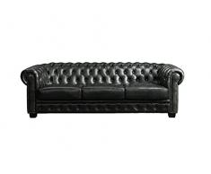 LINEA SOFA Divano chesterfield 100% pelle a pieno fiore verde - BRENTON