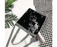 YNNB Tela Stampata Borsa Mobile, Stile Etnico Crossbody Bag Tote Bag Borse a Tracolla per Le Donne Ragazze Ladies,Black