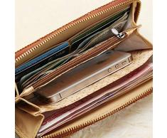 WJuing Portafogli Donna Portamonete da Donna Patchwork Pu Donne Lungo Portafoglio Femminile Etnico Stile Cerniera Portafoglio Borsa Multi-Card Mobile Appendere Borsa di Grande capacità